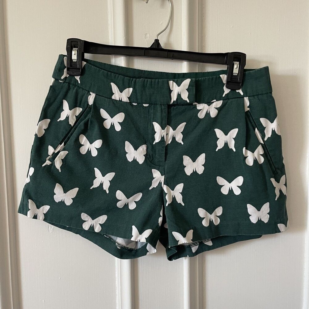 J. Crew Butterfly Dark Green Shorts - Size 2